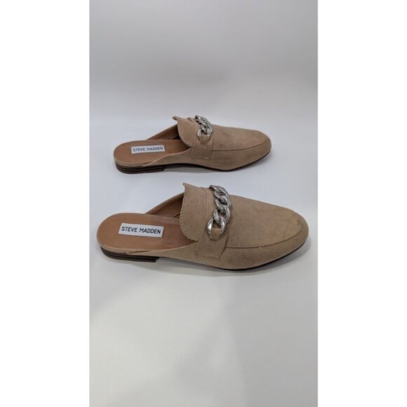 Steve Madden Tan Rally Faux-Suede Mule Loafers - Picture 3 of 6